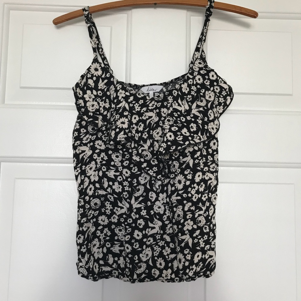 Floral tank top with feminine ruffle!